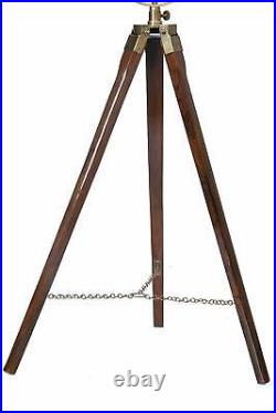 Nautical Wood Tripod Stand With Antique Studio Search Light Tripod Lamp