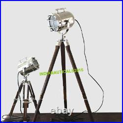 Nautical decor floor & table spot study light set of Two with brown tripod stand