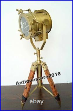 Nautical designer antique searchlight spot light table lamp with tripod stand