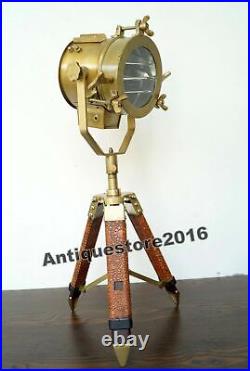 Nautical designer antique searchlight spot light table lamp with tripod stand