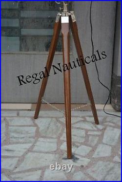 New Beautiful Brown Wood Search Light Spot Light Floor Lamp With Tripod Stand