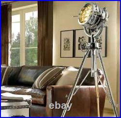New Vintage Industrial Designer Chrome Nautical spot light Tripod Floor lamp