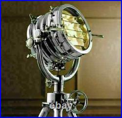 New Vintage Industrial Designer Chrome Nautical spot light Tripod Floor lamp