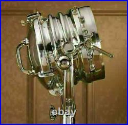 New Vintage Industrial Designer Chrome Nautical spot light Tripod Floor lamp
