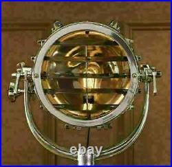 New Vintage Industrial Designer Chrome Nautical spot light Tripod Floor lamp