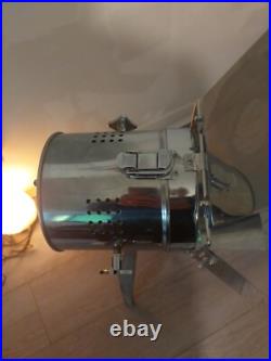 Pair Of Film Tripod Table Lamps Grey Wood and Silver Metal Film Director Lamp