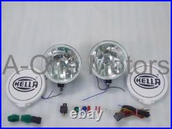 Pair Universal Hella Comet 500 Driving Lamp White Spot Light + Cover & Bulb