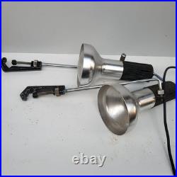 Pair Vintage Industrial Marler Hayley Barnet Clamp Fitting Spotlight Lamps
