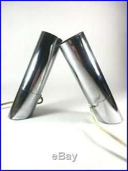 Pair of VINTAGE Mid Century Chrome Cylinder Spotlight Lamps by Koch And Lowy