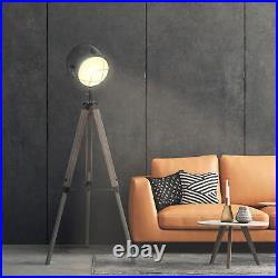 Pine Wood Tripod Spotlight Floor Lamp Brown/Black