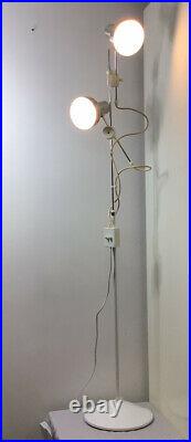 Rare, Vintage Retro Habitat Twin Chrome & White Adjustable Spot Light Floor Lamp