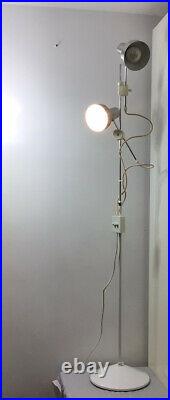 Rare, Vintage Retro Habitat Twin Chrome & White Adjustable Spot Light Floor Lamp