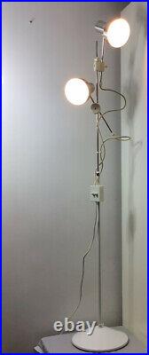 Rare, Vintage Retro Habitat Twin Chrome & White Adjustable Spot Light Floor Lamp