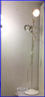 Rare, Vintage Retro Habitat Twin Chrome & White Adjustable Spot Light Floor Lamp