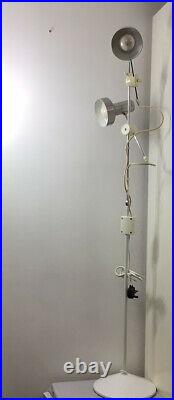 Rare, Vintage Retro Habitat Twin Chrome & White Adjustable Spot Light Floor Lamp