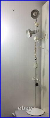 Rare, Vintage Retro Habitat Twin Chrome & White Adjustable Spot Light Floor Lamp