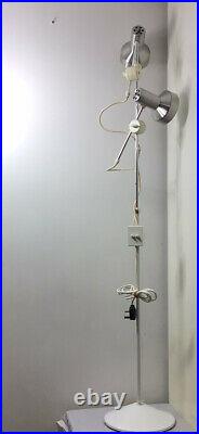 Rare, Vintage Retro Habitat Twin Chrome & White Adjustable Spot Light Floor Lamp