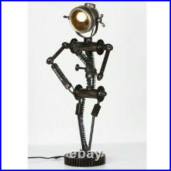Reclaimed Car Parts Robot Table Lamp Industrial Lighting Man Cave Bar Light