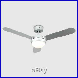 Remote Control Metal Grey Modern Ceiling Fan With Frosted Glass Spot Light NEW
