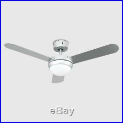 Remote Control Metal Grey Modern Ceiling Fan With Frosted Glass Spot Light NEW