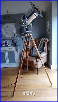 Retro Chic Floor Lamp Long Theatre Stage Spotlight and Wooden Tripod