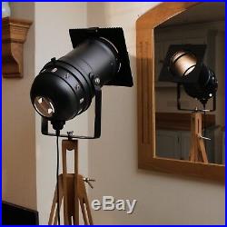 Retro Chic Floor Lamp Long Theatre Stage Spotlight and Wooden Tripod