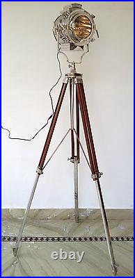 Retro Chic Floor Lamp Long Theatre Stage Spotlight and Wooden Tripod Stand