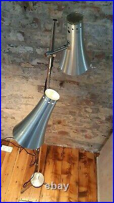 Retro MCM Vintage OMI Floor Standing Standard Lamp Twin Spot Metal Re Wired