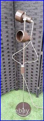 Retro Mid-century Danish Double Brown Adustable Shades Spotlight Floor Lamp