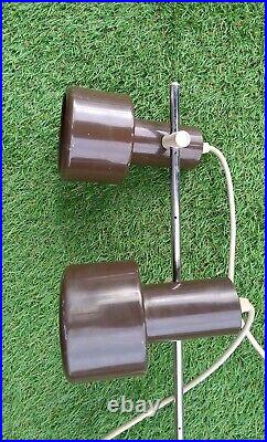 Retro Mid-century Danish Double Brown Adustable Shades Spotlight Floor Lamp