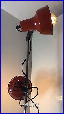 Retro/ Vintage RED and CHROME Adjustable Double Headed Twin Floor Spotlight Lamp