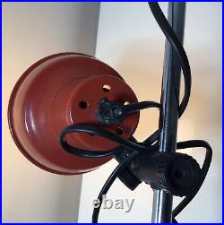 Retro/ Vintage RED and CHROME Adjustable Double Headed Twin Floor Spotlight Lamp