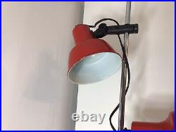 Retro/ Vintage RED and CHROME Adjustable Double Headed Twin Floor Spotlight Lamp