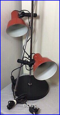 Retro/ Vintage RED and CHROME Adjustable Double Headed Twin Floor Spotlight Lamp