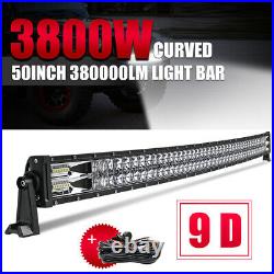 Roof 52 3800W LED Light Bar CURVED Off Road Driving Lamp Flood Spot Combo SUV