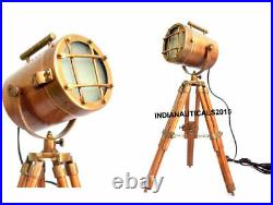 Royal Nautical Spot Light Table Lamp Wooden Tripod Search LED Antique Lighting
