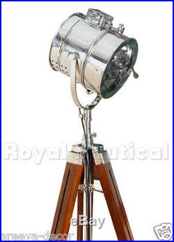 Royal Nautical Spotlight Searchlight Wooden Tripod Floor Lighting Lamp