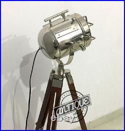 SILVER HEAD SEARCHLIGHT MARITIME FLOOR LAMP With STAND MOVABLE NIGHT BED LAMP HOME