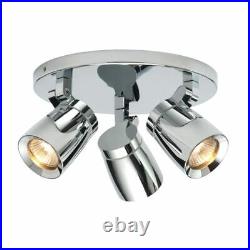 Saxby 39167 Knight 3 Spot Plate Ceiling Light IP44 Chrome Bathroom IP44