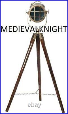 Search Light Floor lamp with Wooden Tripod Spotlight Decorative Gift for Home