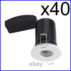 Set of 40 White GU10 Fire Rated IP65 Bathroom Recessed Ceiling Downlights Spots