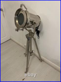 Silver Polished Metal Tripod Spotlight, Adjustable, Switch Control