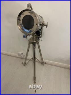 Silver Polished Metal Tripod Spotlight, Adjustable, Switch Control