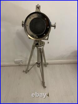 Silver Polished Metal Tripod Spotlight, Adjustable, Switch Control