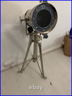 Silver Polished Metal Tripod Spotlight, Adjustable, Switch Control