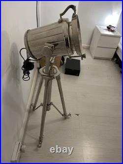 Silver Polished Metal Tripod Spotlight, Adjustable, Switch Control