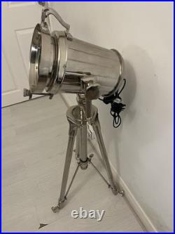 Silver Polished Metal Tripod Spotlight, Adjustable, Switch Control