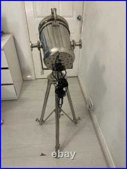Silver Polished Metal Tripod Spotlight, Adjustable, Switch Control