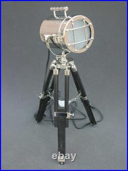 Silver spot light with black polished wooden tripod desk small light lamp new