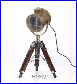 Spot Light Brown Wooden Tripod Lamp Marine Nautical Table Lamp Home Decor